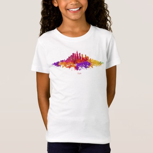 Chicago City Skyline Watercolor auf Weiß T-Shirt (Vorderseite)