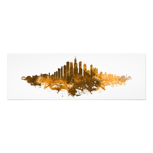 Chicago City Skyline Watercolor in Orange Fotodruck (Vorne)