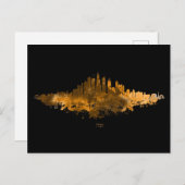 Chicago City Skyline Watercolor in Orange Postkarte (Vorne/Hinten)