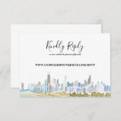 Chicago City Skyline Watercolor Online RSVP Card Einladung (Vorne/Hinten)