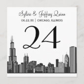 Chicago City Skyline Wedding Monogram Tischnummer (Vorderseite)