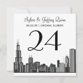 Chicago City Skyline Wedding Monogram Tischnummer (Vorderseite)