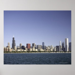 Chicago city skyline with Lake Michigan 2 Poster