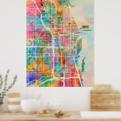 Chicago City Street Map Poster (Küche)