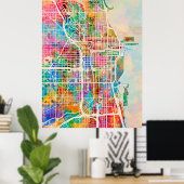 Chicago City Street Map Poster (Heimbüro)