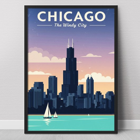 Chicago City Vintag Poster