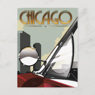Chicago City Vintage-Autoreiseplakat Postkarte