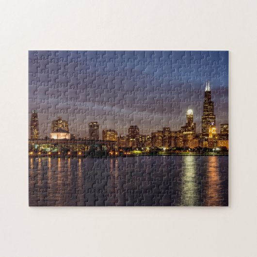 Chicago Cityscape Night Puzzle (Horizontal)