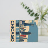 Chicago Cityscape Postkarte (Stehend Vorderseite)