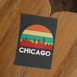 Chicago Cityscape Vintag Sunset Postcard Postkarte