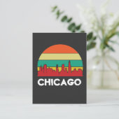 Chicago Cityscape Vintag Sunset Postcard Postkarte (Stehend Vorderseite)