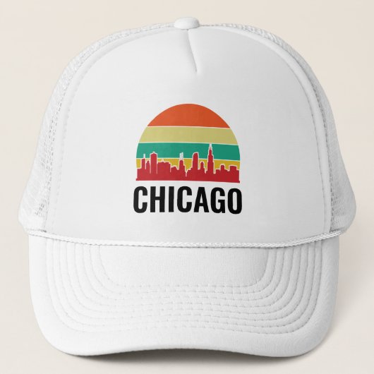 Chicago Cityscape Vintag Sunset Trucker Hat Truckerkappe (Vorderseite)