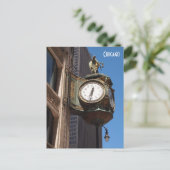 Chicago Clock Postcard Postkarte (Stehend Vorderseite)