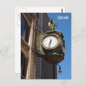 Chicago Clock Postcard Postkarte (Vorne/Hinten)
