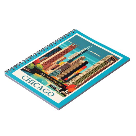 Chicago Colorful Cityscape Notizblock (Linke Seite)