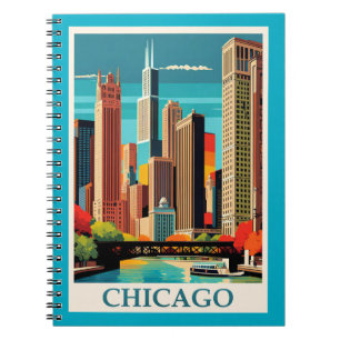 Chicago Colorful Cityscape Notizblock
