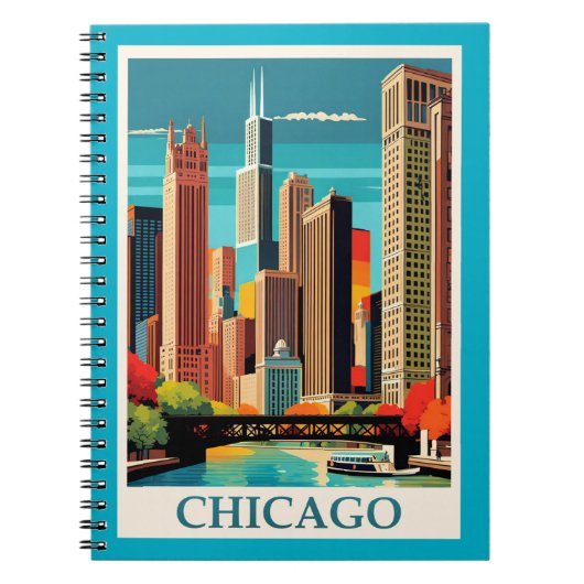 Chicago Colorful Cityscape Notizblock (Vorderseite)
