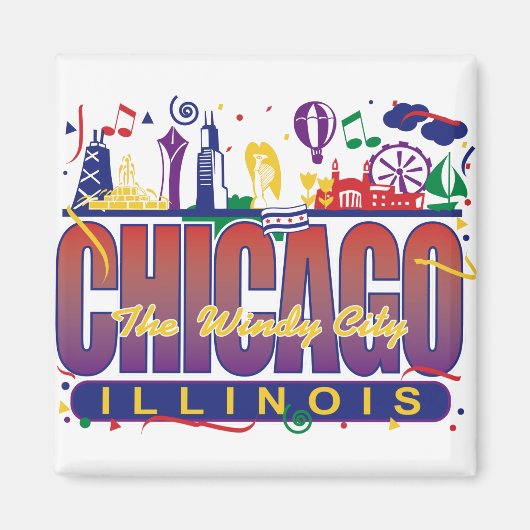 Chicago Confetti Magnet (Vorne)