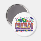 Chicago-Confetti Magnet (Vorderseite/Rückseite)