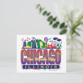 Chicago-Confetti Postkarte (Stehend Vorderseite)