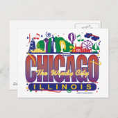 Chicago-Confetti Postkarte (Vorne/Hinten)