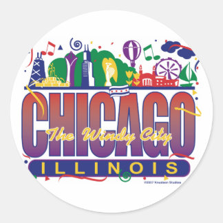 Chicago-Confetti Runder Aufkleber