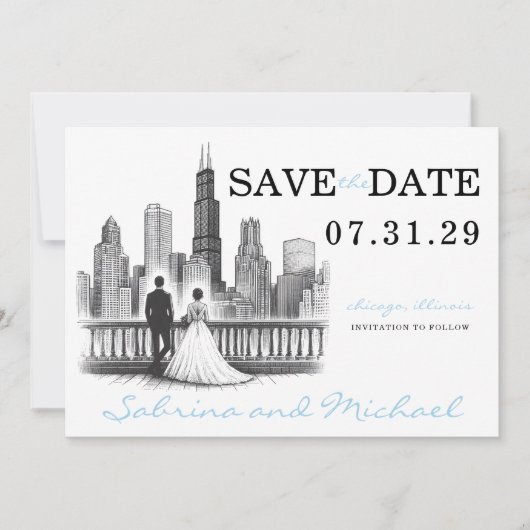 Chicago Couple Save The Date (Vorderseite)