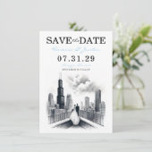 Chicago Couple Save The Date (Stehend Vorderseite)
