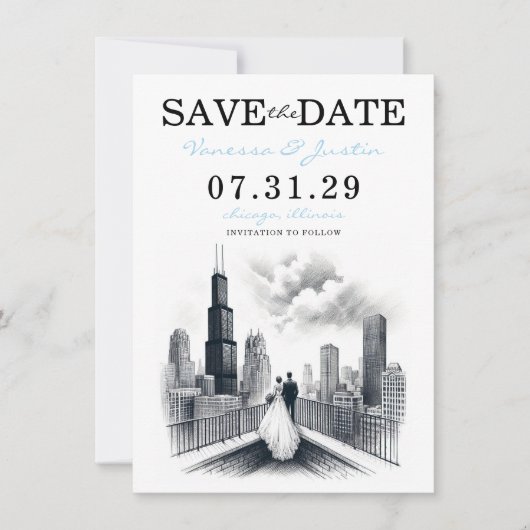 Chicago Couple Save The Date (Vorderseite)