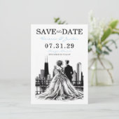 Chicago Couple Save The Date (Stehend Vorderseite)