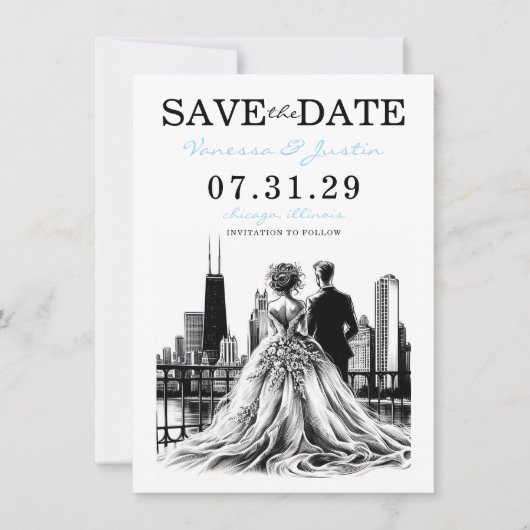 Chicago Couple Save The Date (Vorderseite)
