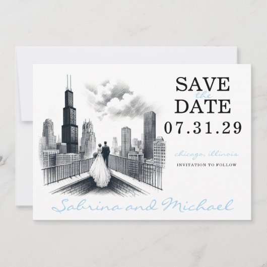 Chicago Couple Save The Date (Vorderseite)