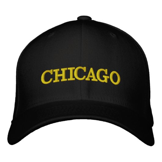 CHICAGO Custom Sticked Basic Flexfit Wool Cap Bestickte Baseballkappe (Vorderseite)