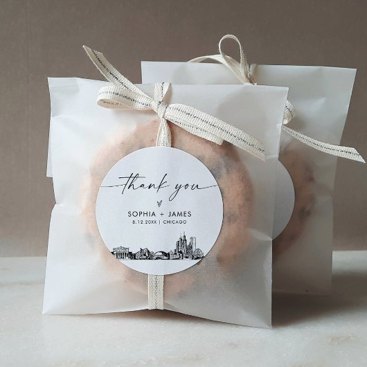 Chicago Dankeschön Ihnen für 3" (Blatt von 6) Runder Aufkleber