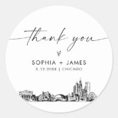 Chicago Dankeschön Ihnen für 3" (Blatt von 6) Runder Aufkleber (Vorderseite)