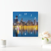 Chicago Dawn City Wall Clock Quadratische Wanduhr (Zuhause)