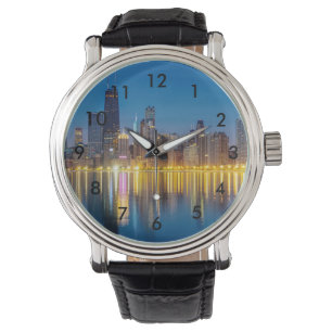 Chicago Dawn Cityscape Armbanduhr