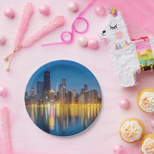 Chicago Dawn Cityscape Pappteller (Party)