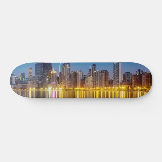 Chicago Dawn Cityscape Skateboard (Horizontal)