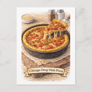Chicago Deep-Dish Pizza (Amerikanische Food-Serie) Postkarte