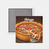 Chicago Deep Dish Pizza Magnet (Vorderseite/Rückseite)