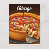 Chicago Deep Dish Pizza Postkarte (Vorderseite)