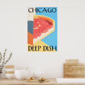 Chicago Deep Dish Poster Retro Pizza Kunstposter – (Küche)