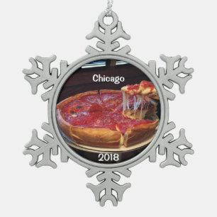 Chicago Deep Dish Schneeflocken Zinn-Ornament
