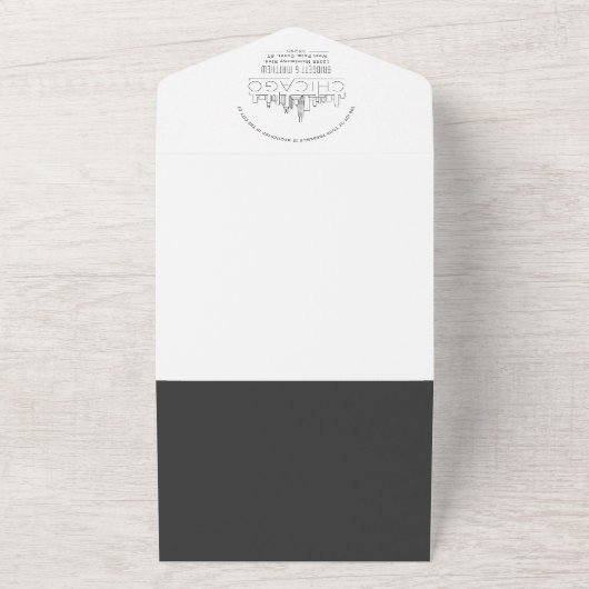 Chicago Deko Skyline | Hochzeit im Graustil All In One Einladung (Außenbereich)