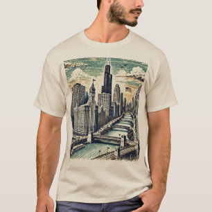 Chicago Distressed Grunge River T-Shirt