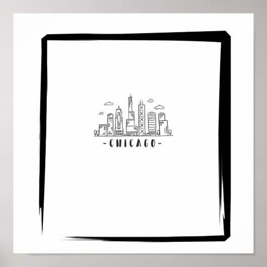 Chicago Downtown Black und White Poster (Vorne)