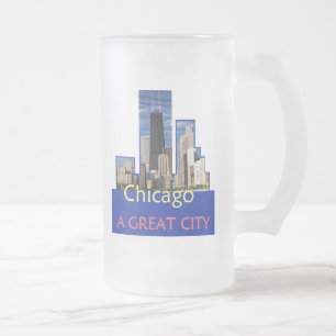 CHICAGO eine große Stadt-Tasse Mattglas Bierglas
