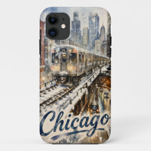 Chicago-El-Zug im Winterschnee Case-Mate iPhone Hülle