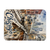 Chicago-El-Zug im Winterschnee Magnet (Horizontal)